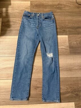 Levi's Medium Blue Straight-Leg Jeans with Knee Rip